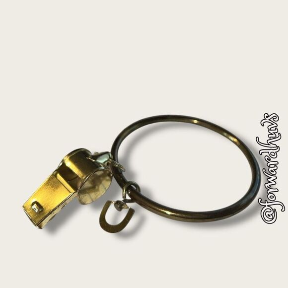 Vintage Brass Jailer Keychain with Whistle Accessory - Picture 1 of 6